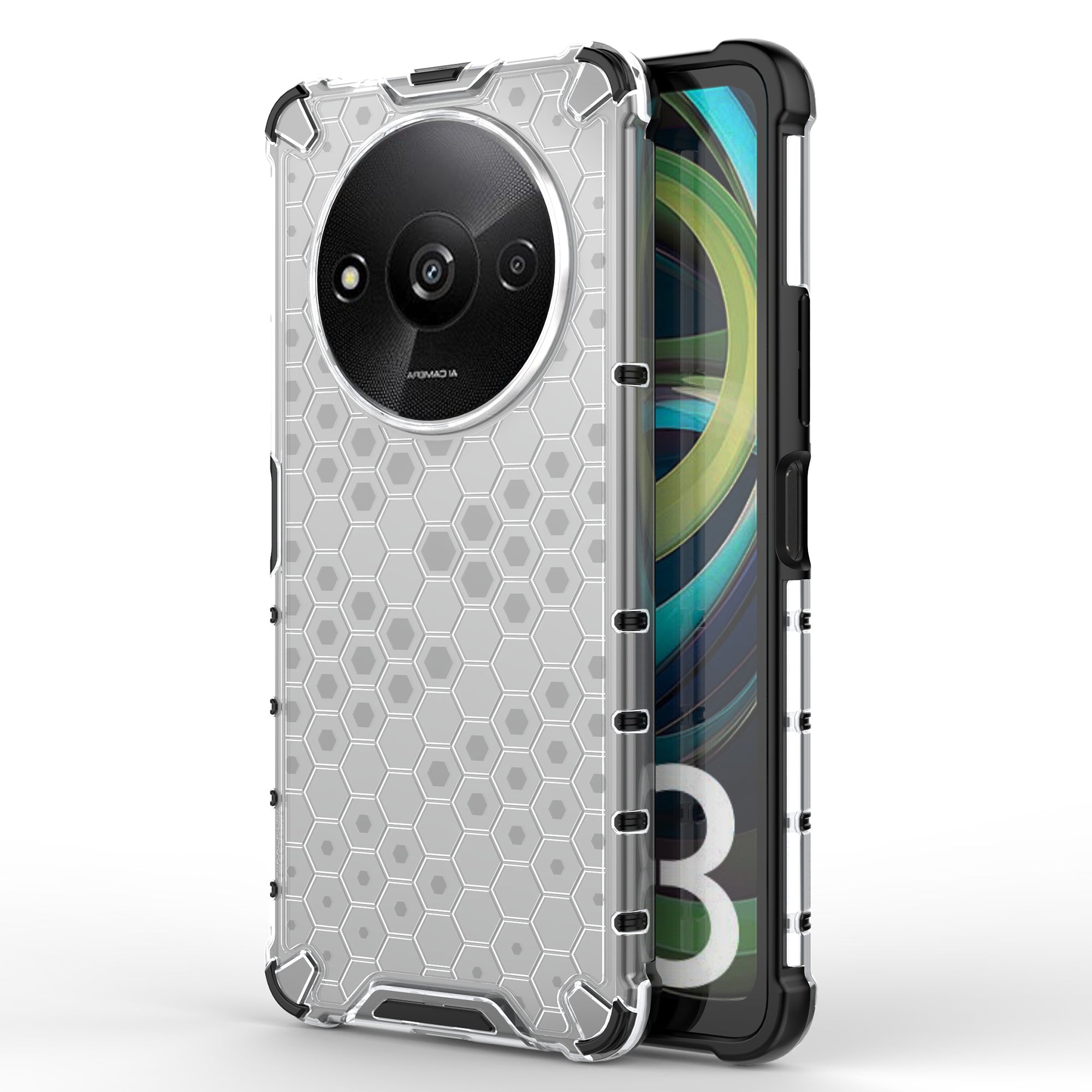 For Xiaomi Redmi A3 / Poco C61 4G Cell Phone Cases Honeycomb Design TPU+PC Anti-scratch Cover For Xiaomi Redmi A3 / Poco C61 4G Cell Phone Cases Honeycomb Design TPU+PC Anti-scratch Cover